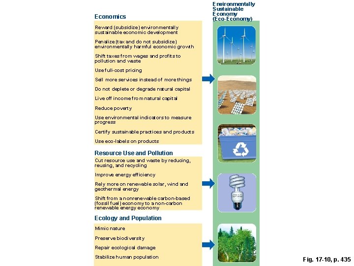 Economics Environmentally Sustainable Economy (Eco-Economy) Reward (subsidize) environmentally sustainable economic development Penalize (tax and