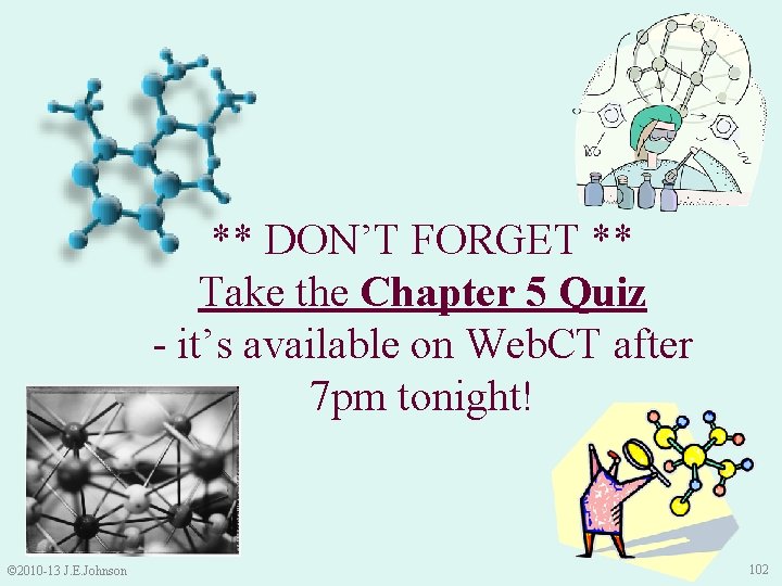 ** DON’T FORGET ** Take the Chapter 5 Quiz - it’s available on Web.