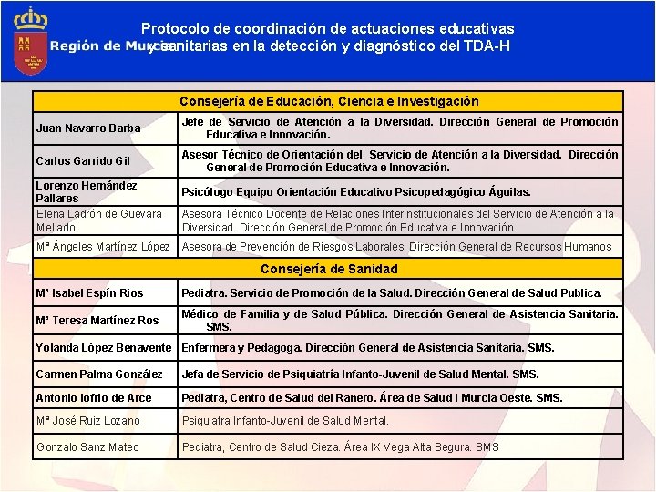 Protocolo de coordinación de actuaciones educativas y sanitarias en la detección y diagnóstico del