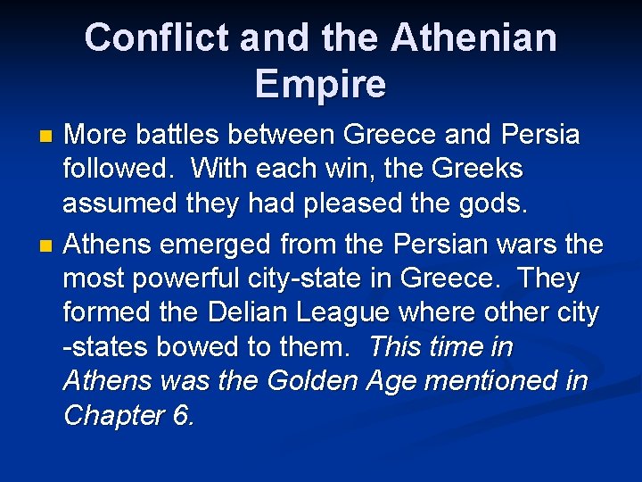 Conflict and the Athenian Empire More battles between Greece and Persia followed. With each