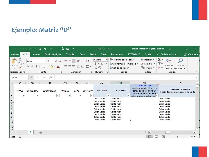 Ejemplo: Matriz “D” 