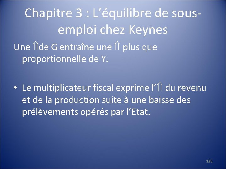 Chapitre 3 : L’équilibre de sousemploi chez Keynes Une de G entraîne une plus