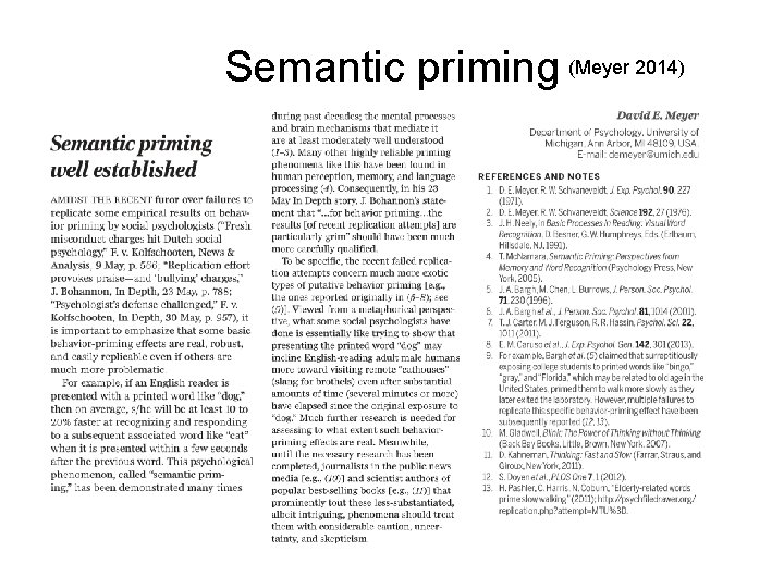 Semantic priming (Meyer 2014) 