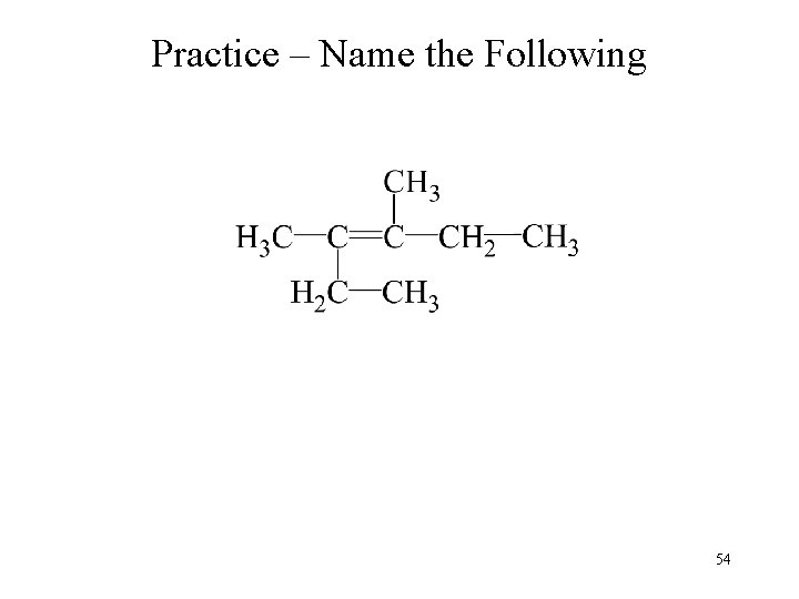 Practice – Name the Following 54 