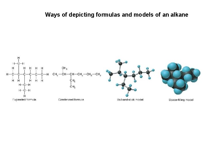 Ways of depicting formulas and models of an alkane 