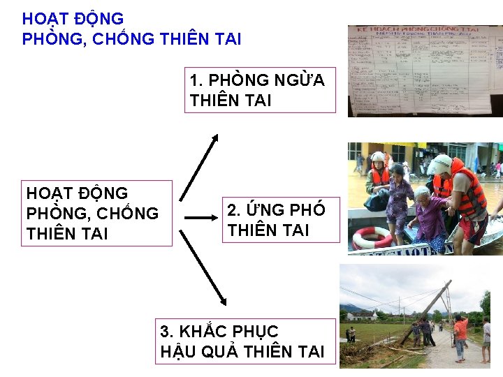 HOẠT ĐỘNG PHÒNG, CHỐNG THIÊN TAI 1. PHÒNG NGỪA THIÊN TAI HOẠT ĐỘNG PHÒNG,