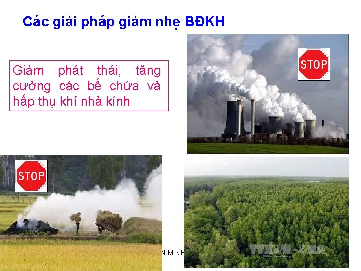 Các giải pháp giảm nhẹ BĐKH Giảm phát thải, tăng cường các bể chứa