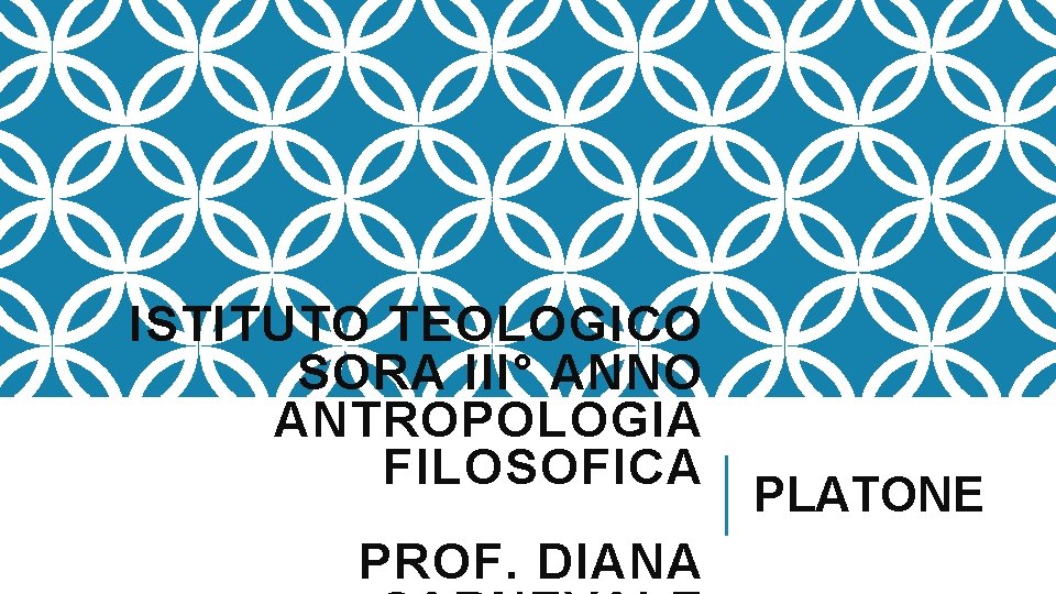 ISTITUTO TEOLOGICO SORA III° ANNO ANTROPOLOGIA FILOSOFICA PROF. DIANA PLATONE 