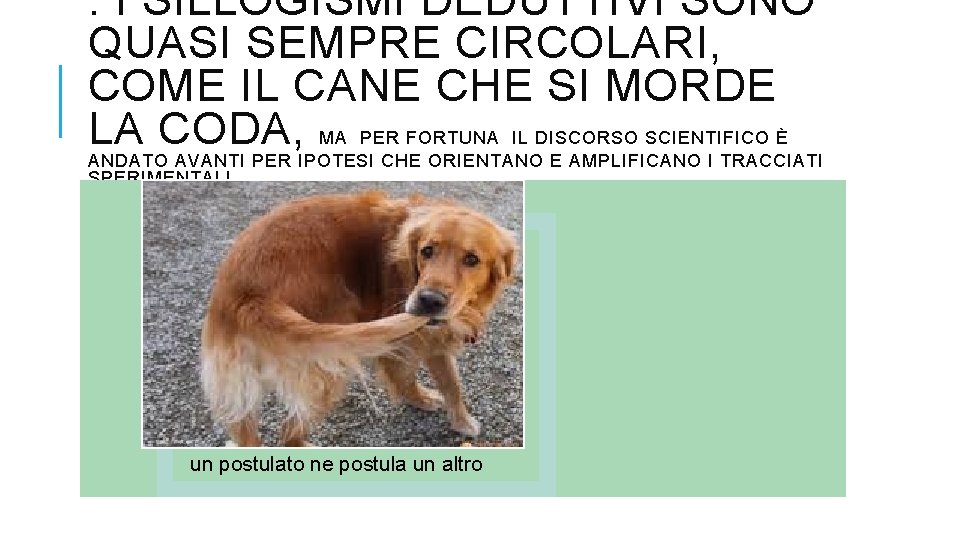 . I SILLOGISMI DEDUTTIVI SONO QUASI SEMPRE CIRCOLARI, COME IL CANE CHE SI MORDE