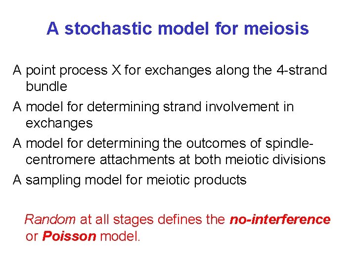 A stochastic model for meiosis A point process X for exchanges along the 4