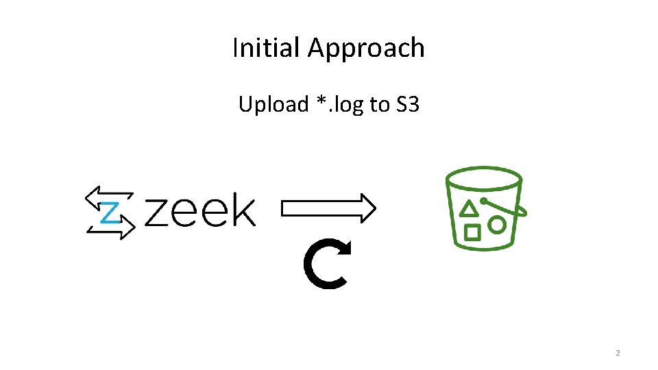 Initial Approach Upload *. log to S 3 2 Initial Approach Upload *. log to S 3 2