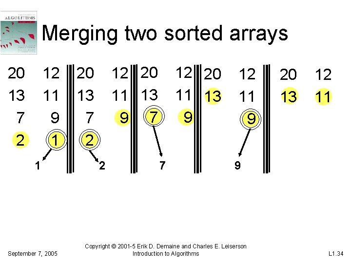 Merging two sorted arrays 20 13 7 2 12 11 9 1 1 September