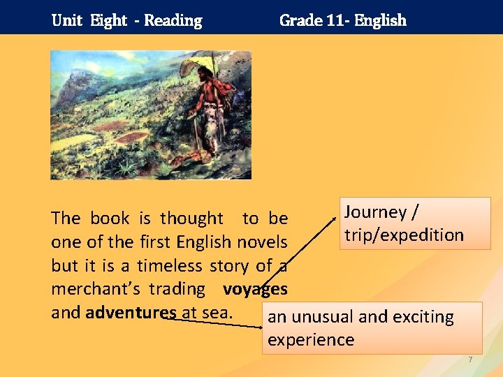 Unit Eight - Reading Grade 11 - English Journey / The book is thought