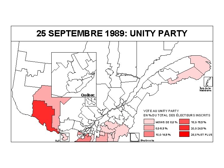 25 SEPTEMBRE 1989: UNITY PARTY Îles-de-la. Madeleine Québec T. -R. VOTE AU UNITY PARTY