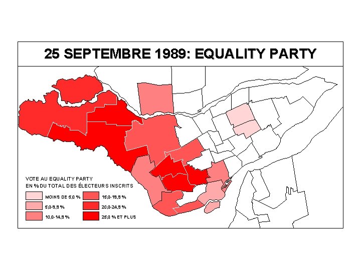 25 SEPTEMBRE 1989: EQUALITY PARTY VOTE AU EQUALITY PARTY EN % DU TOTAL DES