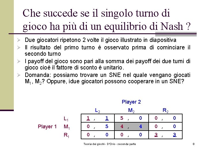 Che succede se il singolo turno di gioco ha più di un equilibrio di Che succede se il singolo turno di gioco ha più di un equilibrio di