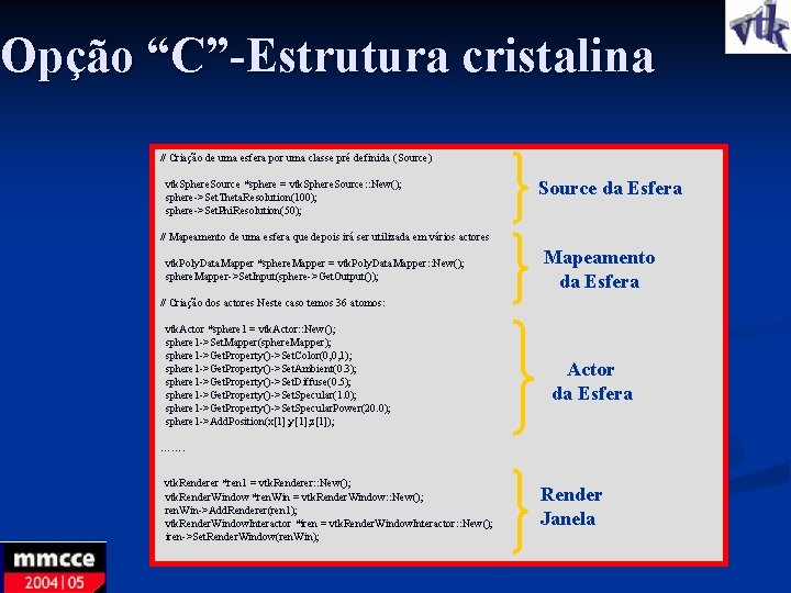 Opção “C”-Estrutura cristalina // Criação de uma esfera por uma classe pré definida (