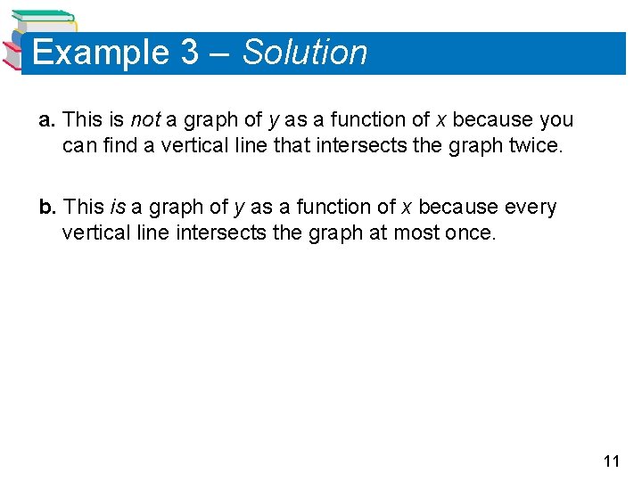 Example 3 – Solution a. This is not a graph of y as a