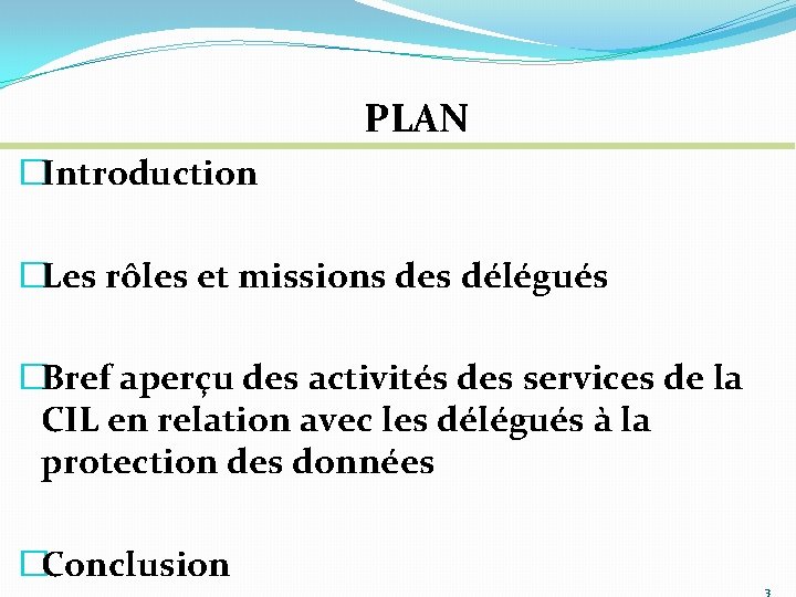 PLAN �Introduction �Les rôles et missions des délégués �Bref aperçu des activités des services