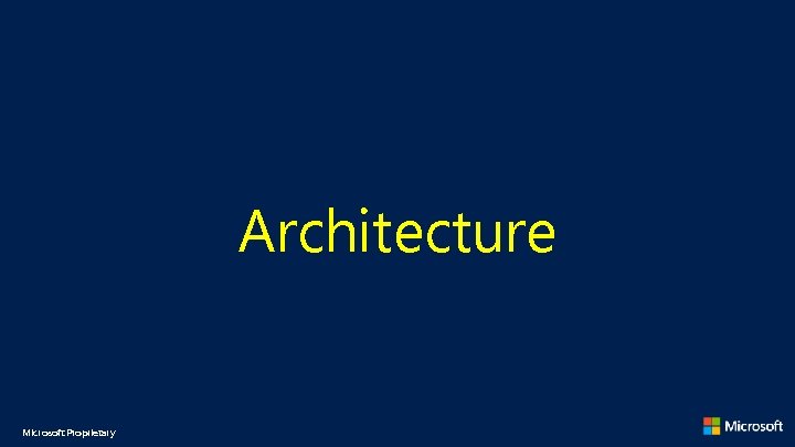 Architecture Microsoft Proprietary Architecture Microsoft Proprietary