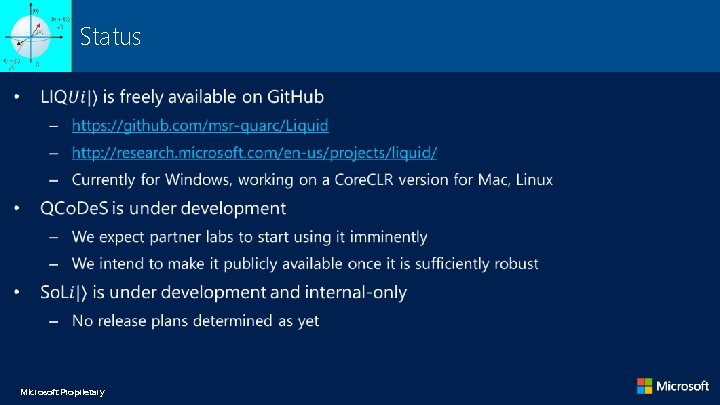 Status • Microsoft Proprietary Status • Microsoft Proprietary