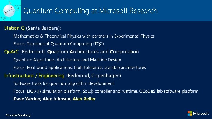 Quantum Computing at Microsoft Research • Microsoft Proprietary Quantum Computing at Microsoft Research • Microsoft Proprietary