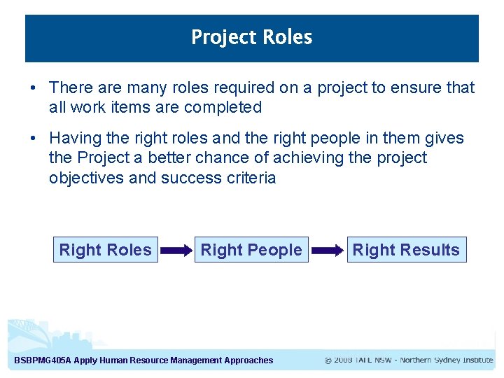 Project Roles • There are many roles required on a project to ensure that Project Roles • There are many roles required on a project to ensure that