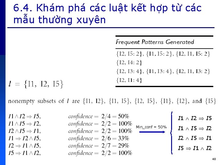 6. 4. Khám phá các luật kết hợp từ các mẫu thường xuyên I