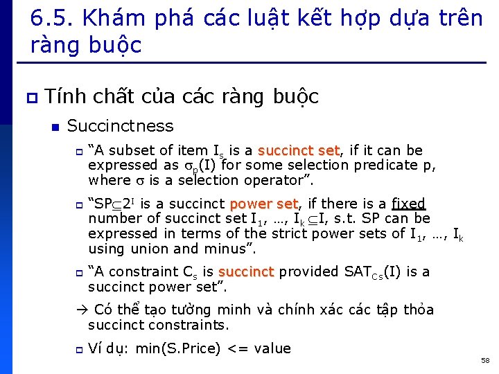 6. 5. Khám phá các luật kết hợp dựa trên ràng buộc p Tính