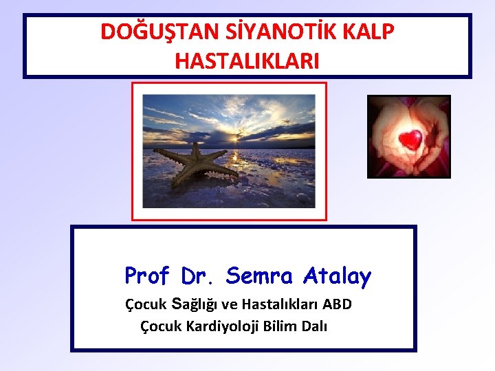 DOĞUŞTAN SİYANOTİK KALP HASTALIKLARI Prof Dr. Semra Atalay Çocuk Sağlığı ve Hastalıkları ABD Çocuk