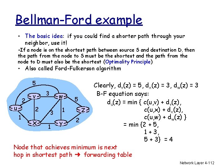 Bellman-Ford example • The basic idea: if you could find a shorter path through