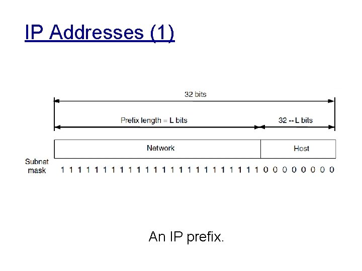 IP Addresses (1) An IP prefix. 