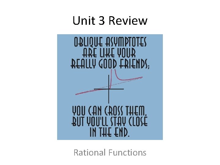 Unit 3 Review Rational Functions 