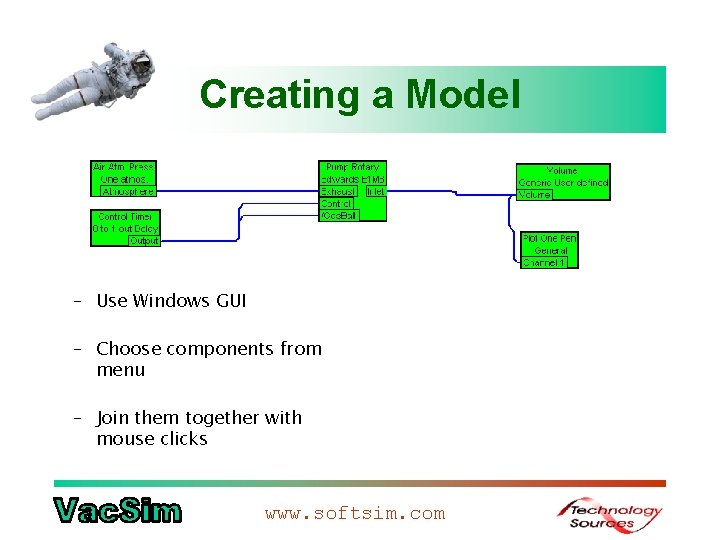 Creating a Model – Use Windows GUI – Choose components from menu – Join