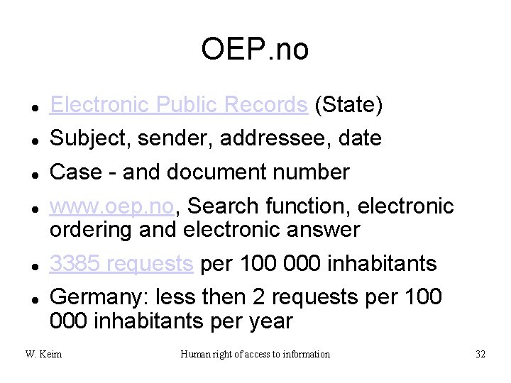 OEP. no Electronic Public Records (State) Subject, sender, addressee, date Case - and document