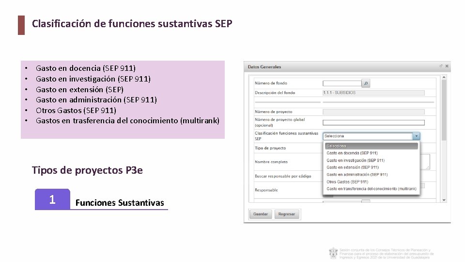 Clasificación de funciones sustantivas SEP • • • Gasto en docencia (SEP 911) Gasto Clasificación de funciones sustantivas SEP • • • Gasto en docencia (SEP 911) Gasto