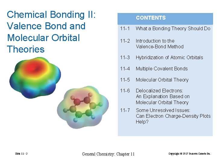 Chemical Bonding II: Valence Bond and Molecular Orbital Theories Slide 11 - 2 CONTENTS