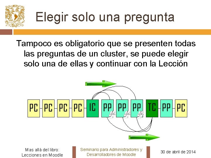 Elegir solo una pregunta Tampoco es obligatorio que se presenten todas las preguntas de