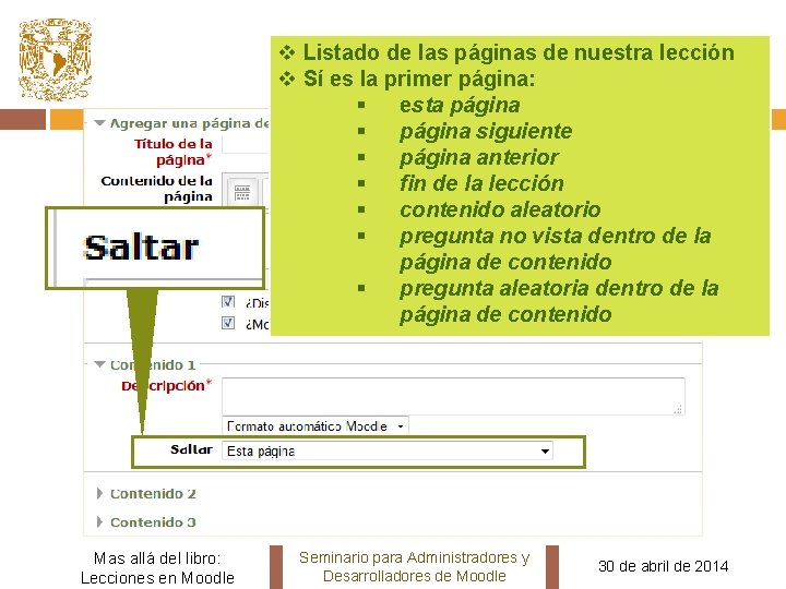 v Listado de las páginas de nuestra lección v Sí es la primer página: