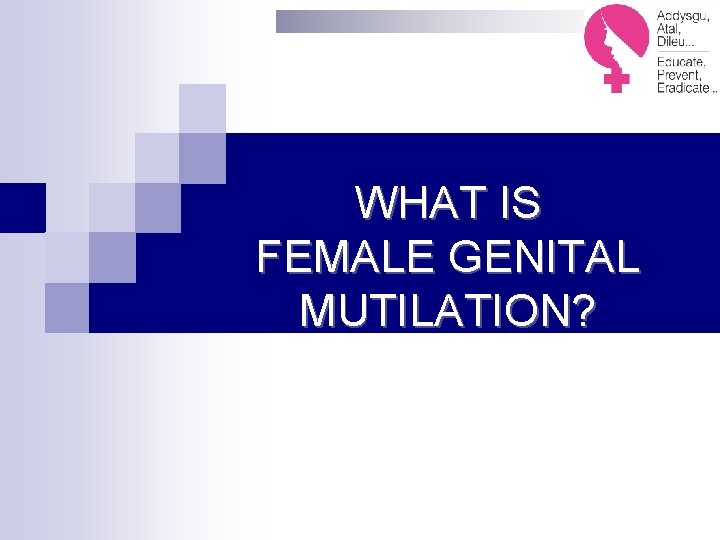 WHAT IS FEMALE GENITAL MUTILATION? 