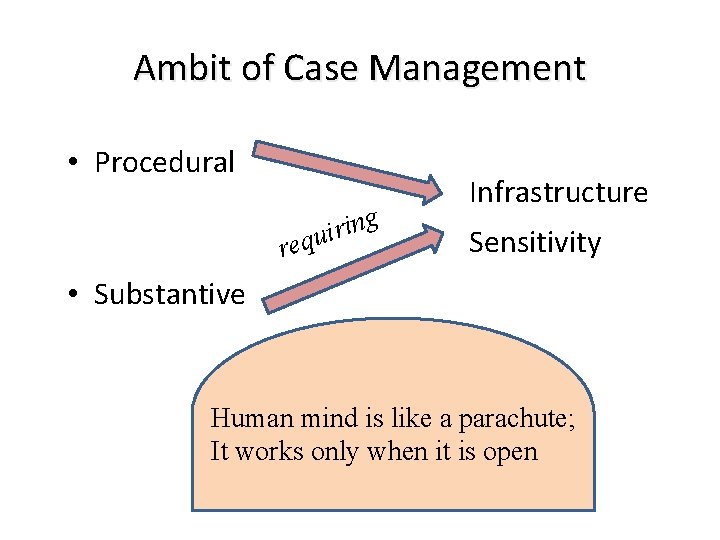 Ambit of Case Management • Procedural g n i r i equ r Infrastructure