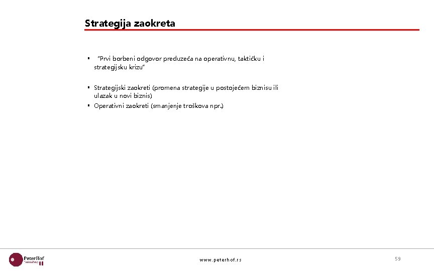 Strategija zaokreta § “Prvi borbeni odgovor preduzeća na operativnu, taktičku i strategijsku krizu” §