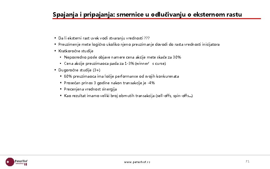 Spajanja i pripajanja: smernice u odlučivanju o eksternom rastu § Da li eksterni rast