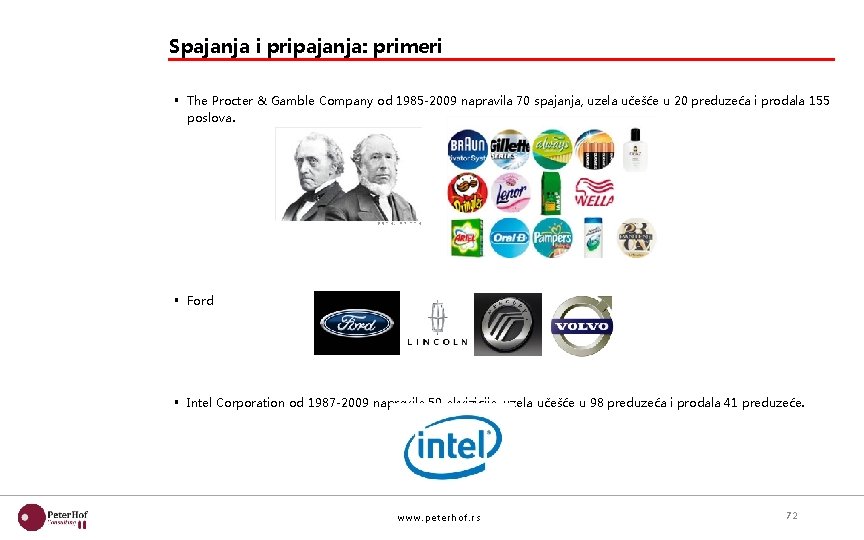 Spajanja i pripajanja: primeri § The Procter & Gamble Company od 1985 -2009 napravila