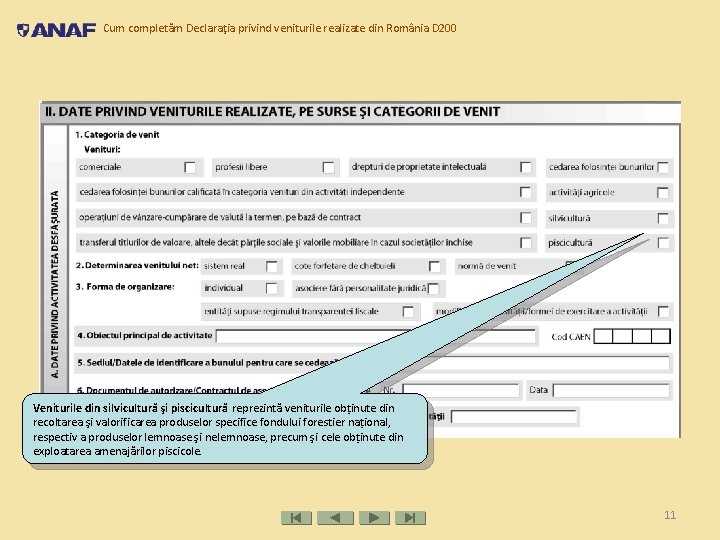 Cum completăm Declaraţia privind veniturile realizate din România D 200 Veniturile din silvicultură şi