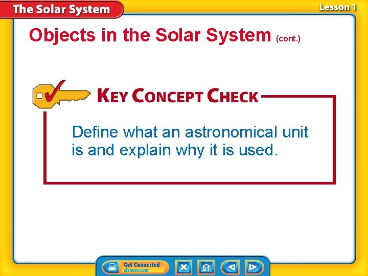 Objects in the Solar System (cont. ) Define what an astronomical unit is and