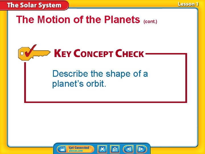 The Motion of the Planets (cont. ) Describe the shape of a planet’s orbit.