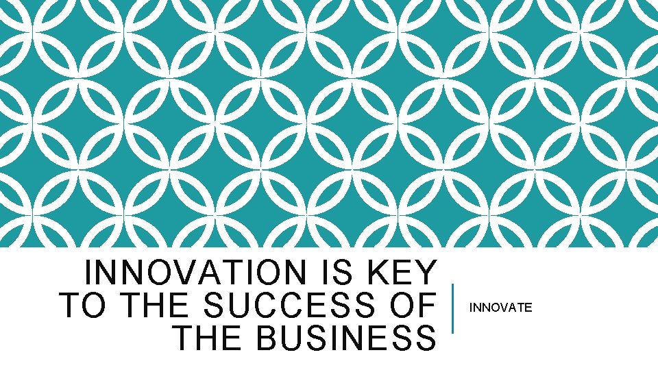 INNOVATION IS KEY TO THE SUCCESS OF THE BUSINESS INNOVATE 