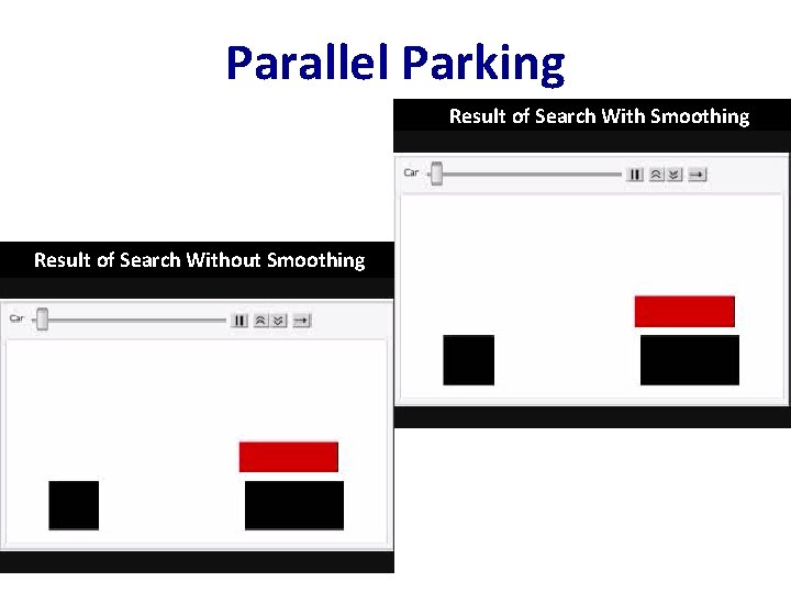 Parallel Parking Result of Search With Smoothing Result of Search Without Smoothing 