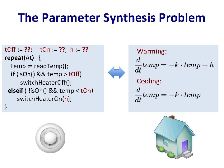The Parameter Synthesis Problem t. Off : = ? ? ; t. On :